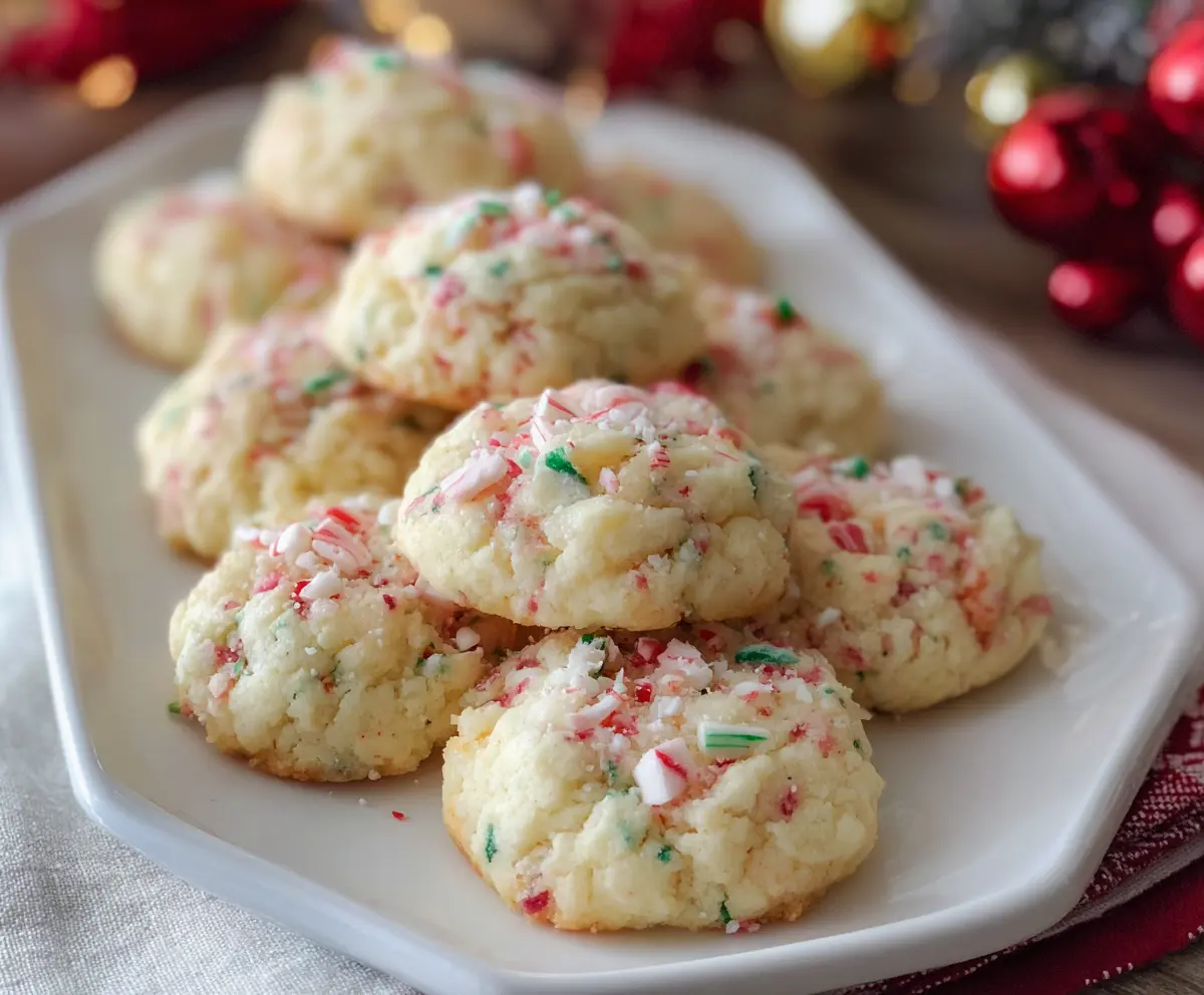 Easy Candy Cane Whipped Shortbread Cookies