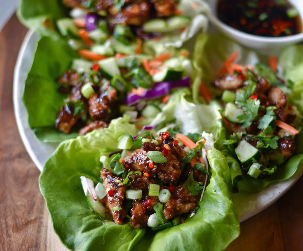 Hot Honey Chicken Lettuce Wraps