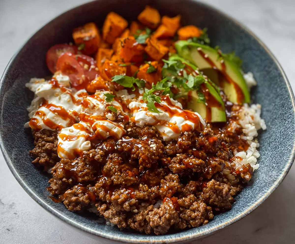 Hot Honey Ground Beef Bowls