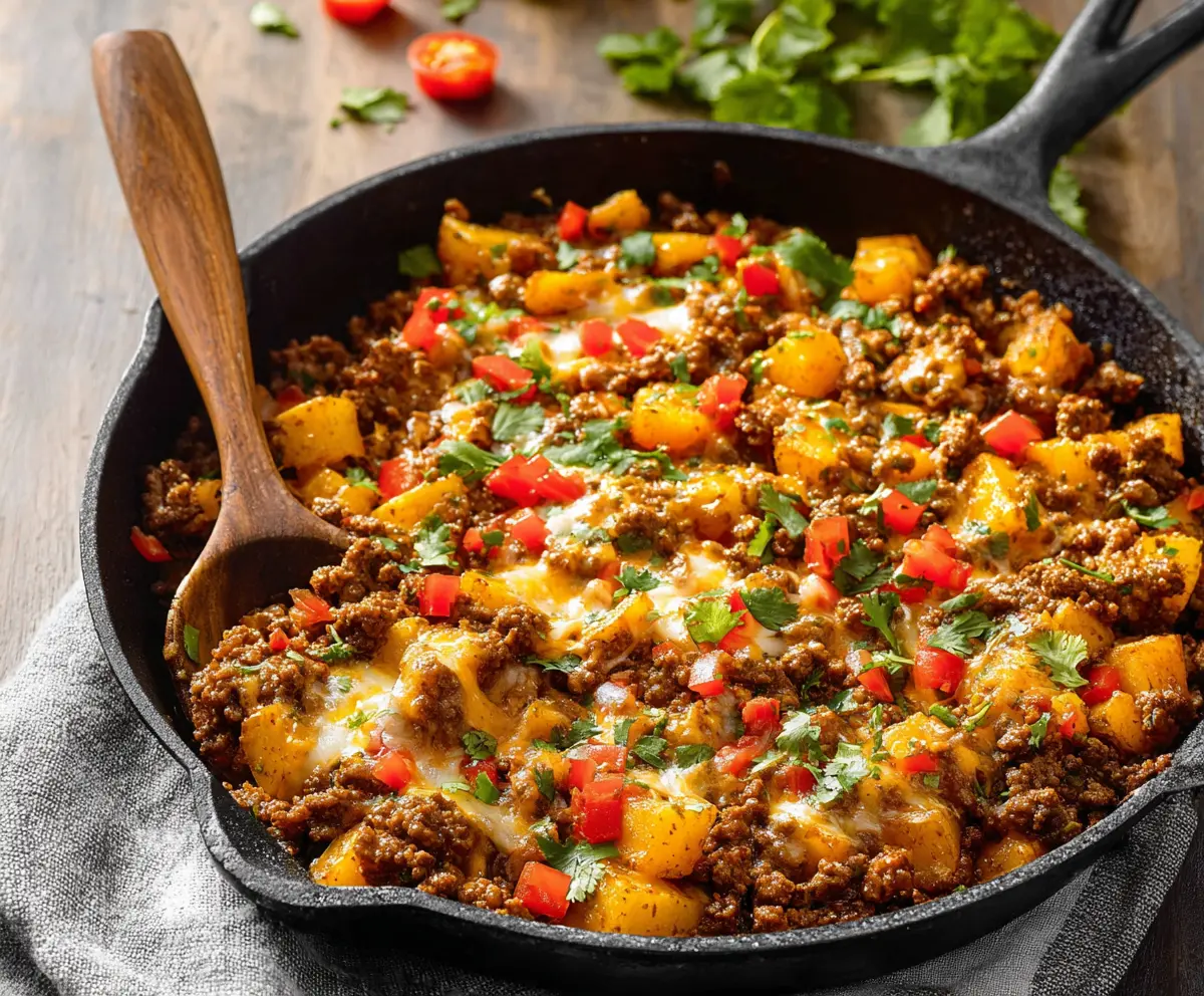 Southwest Ground Beef and Potato Skillet