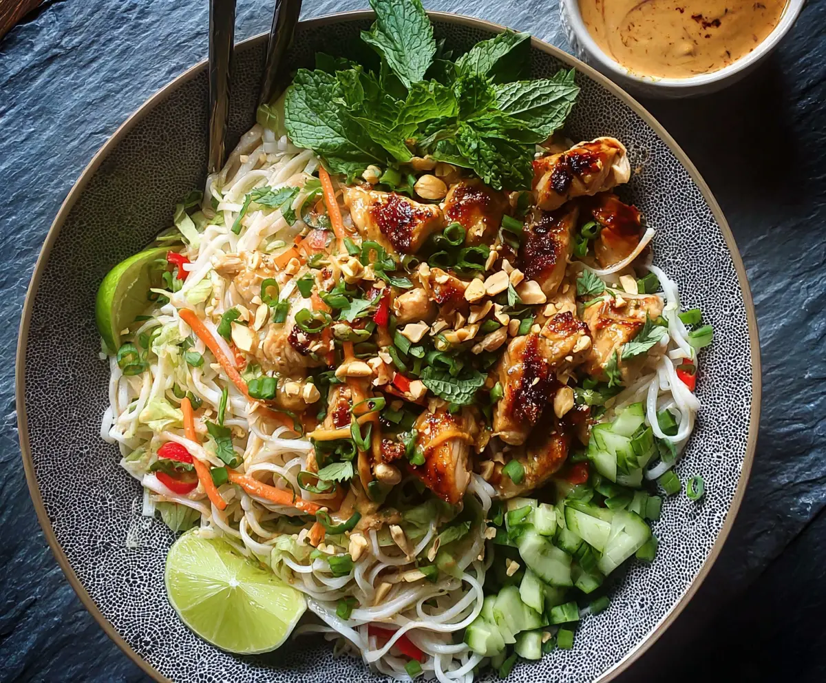 Thai Peanut Chicken Noodle Bowls 