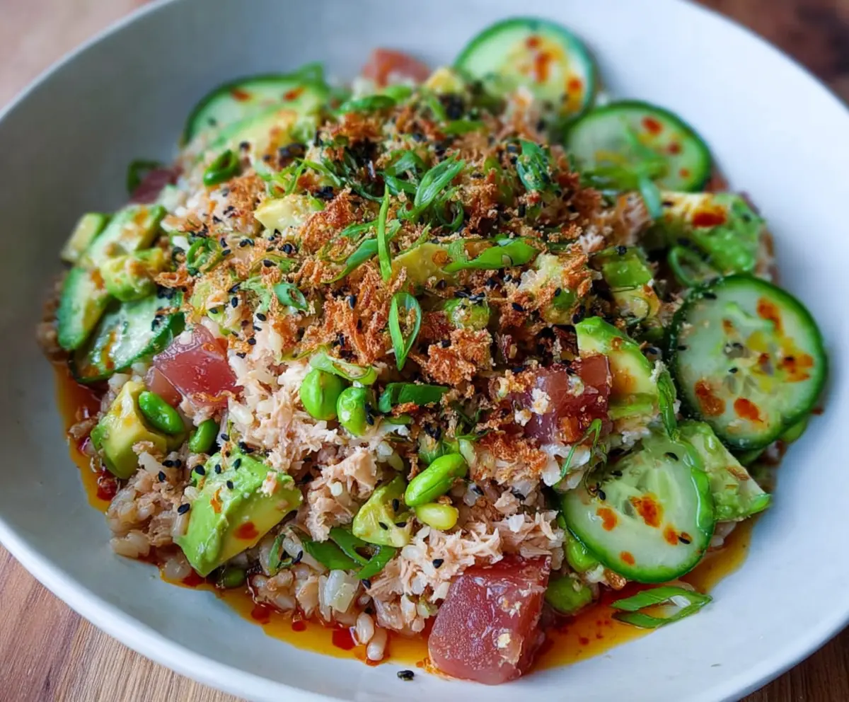 Tuna Avocado Crispy Rice Salad