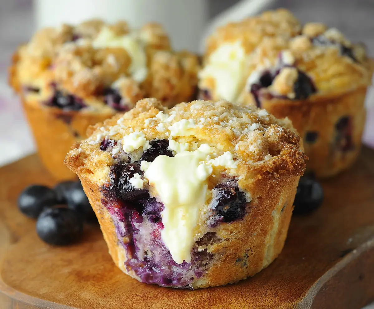 Deliciously Moist Muffins with Blueberry and Cream Cheese Delight