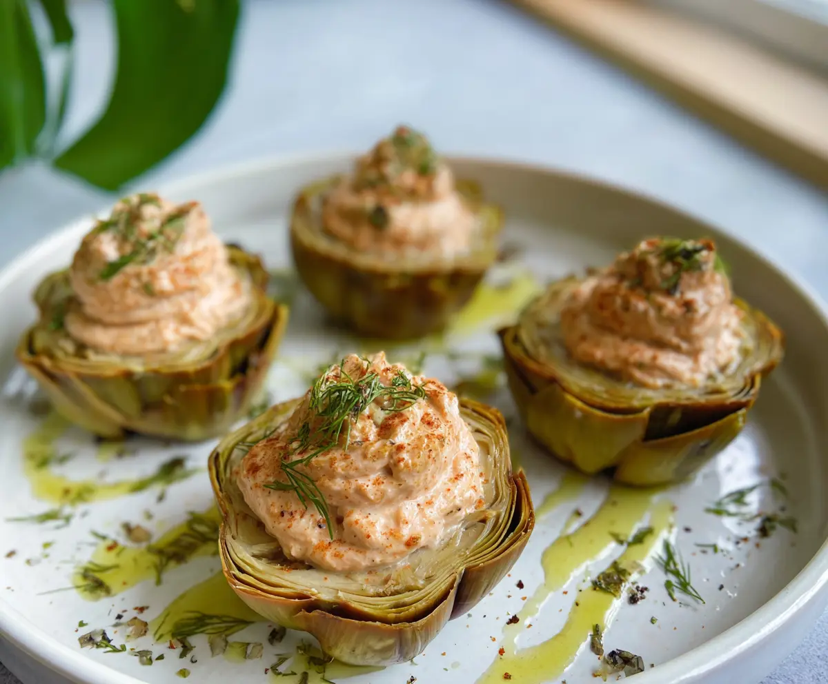 Salmon Patê Stuffed Artichokes