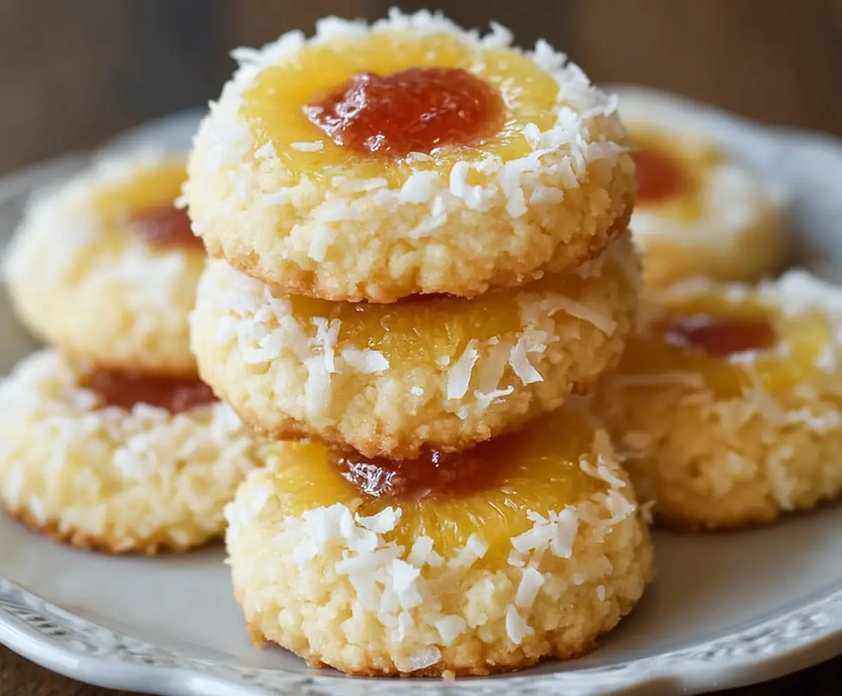 Easy Hawaiian Pineapple Coconut Thumbprint Cookies 