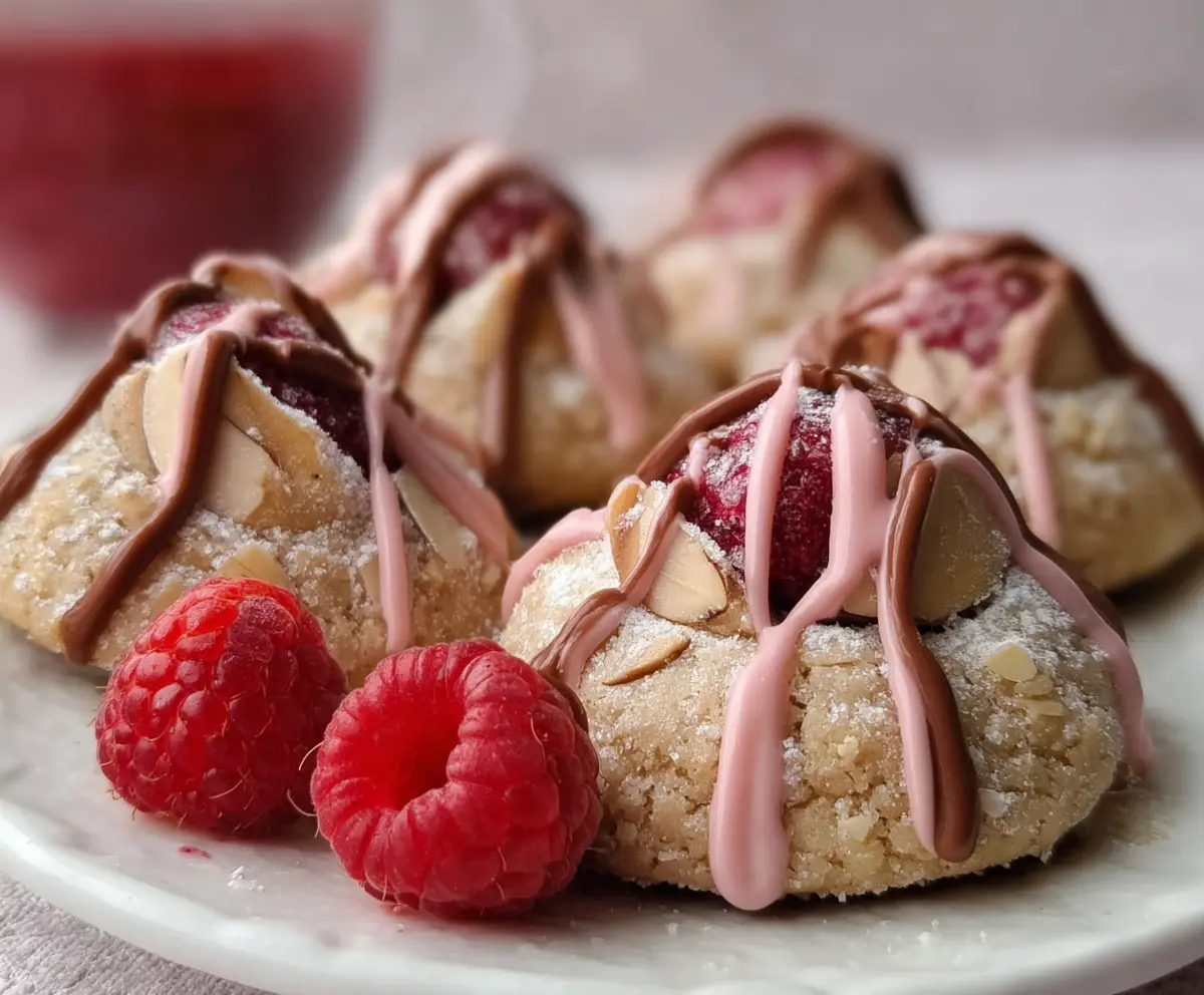Raspberry Almond Kiss Cookies