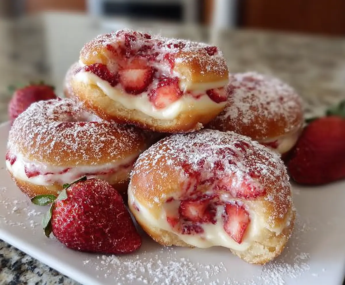 Strawberry Cheesecake Stuffed Donuts Recipe