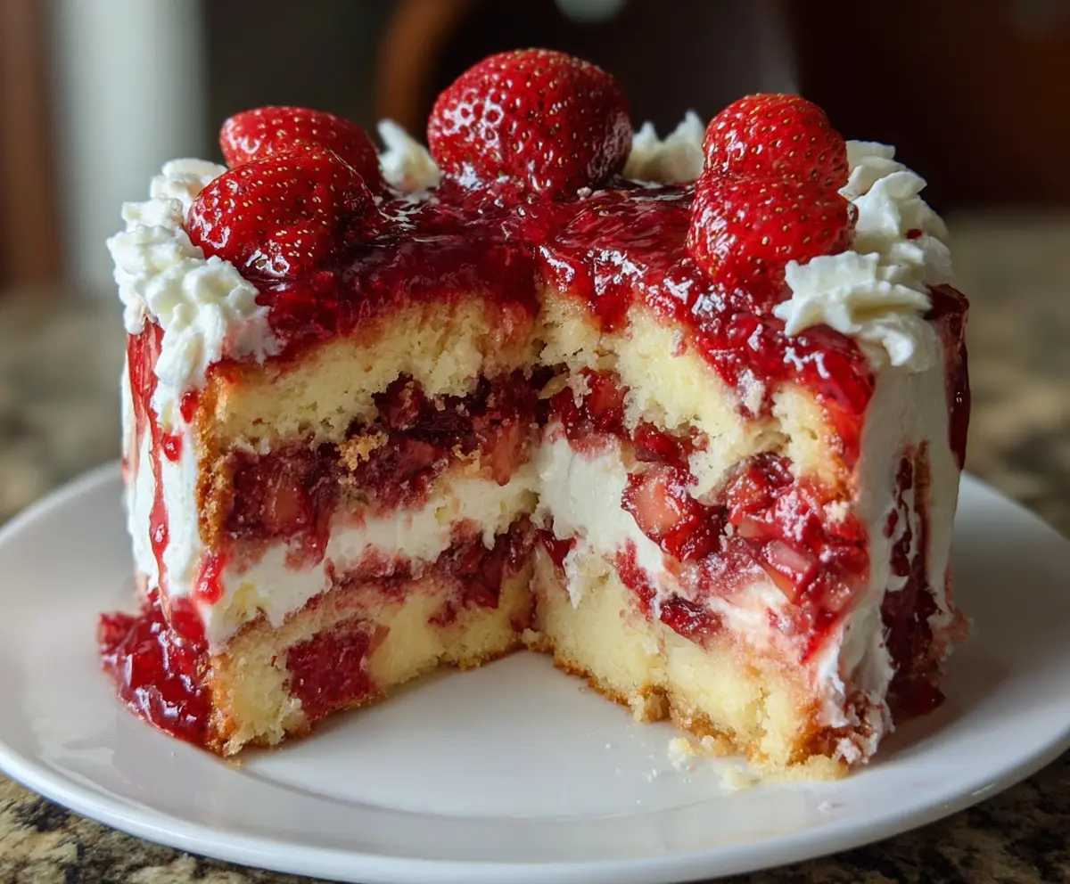 Strawberry Earthquake Cake
