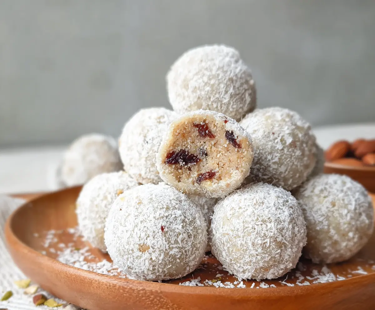 Delicious homemade vanilla protein balls with a crispy coating and soft interior, perfect for a healthy snack.