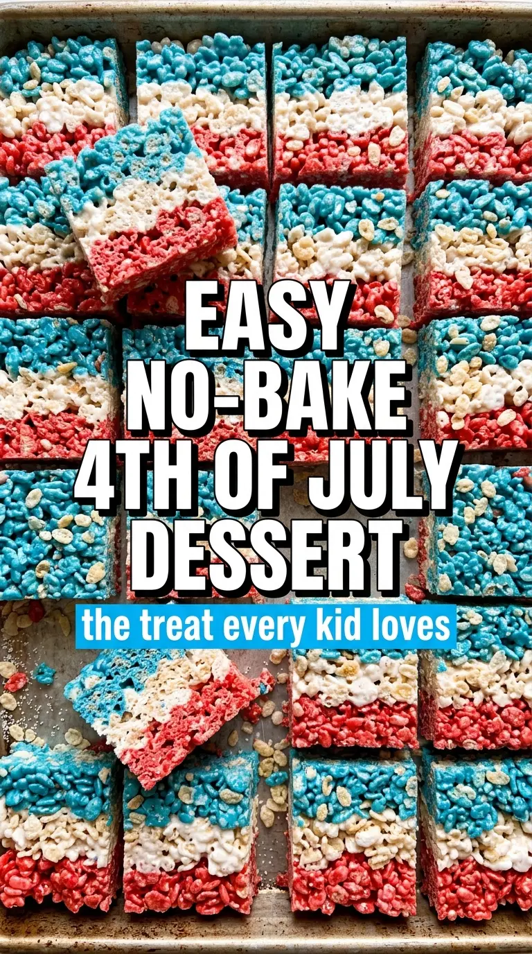 Red, White, and Blue Rice Krispie Treats festive layered bars