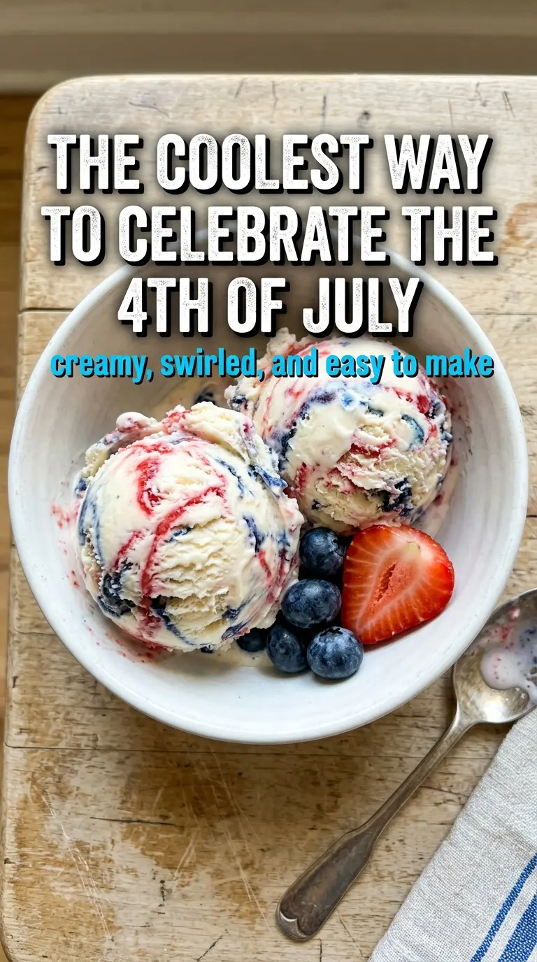 Red White & Blue Marble Ice Cream creamy berry swirls