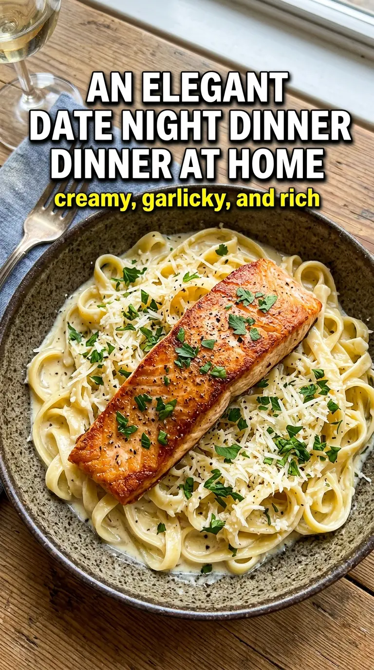 Salmon Alfredo creamy garlicky pasta