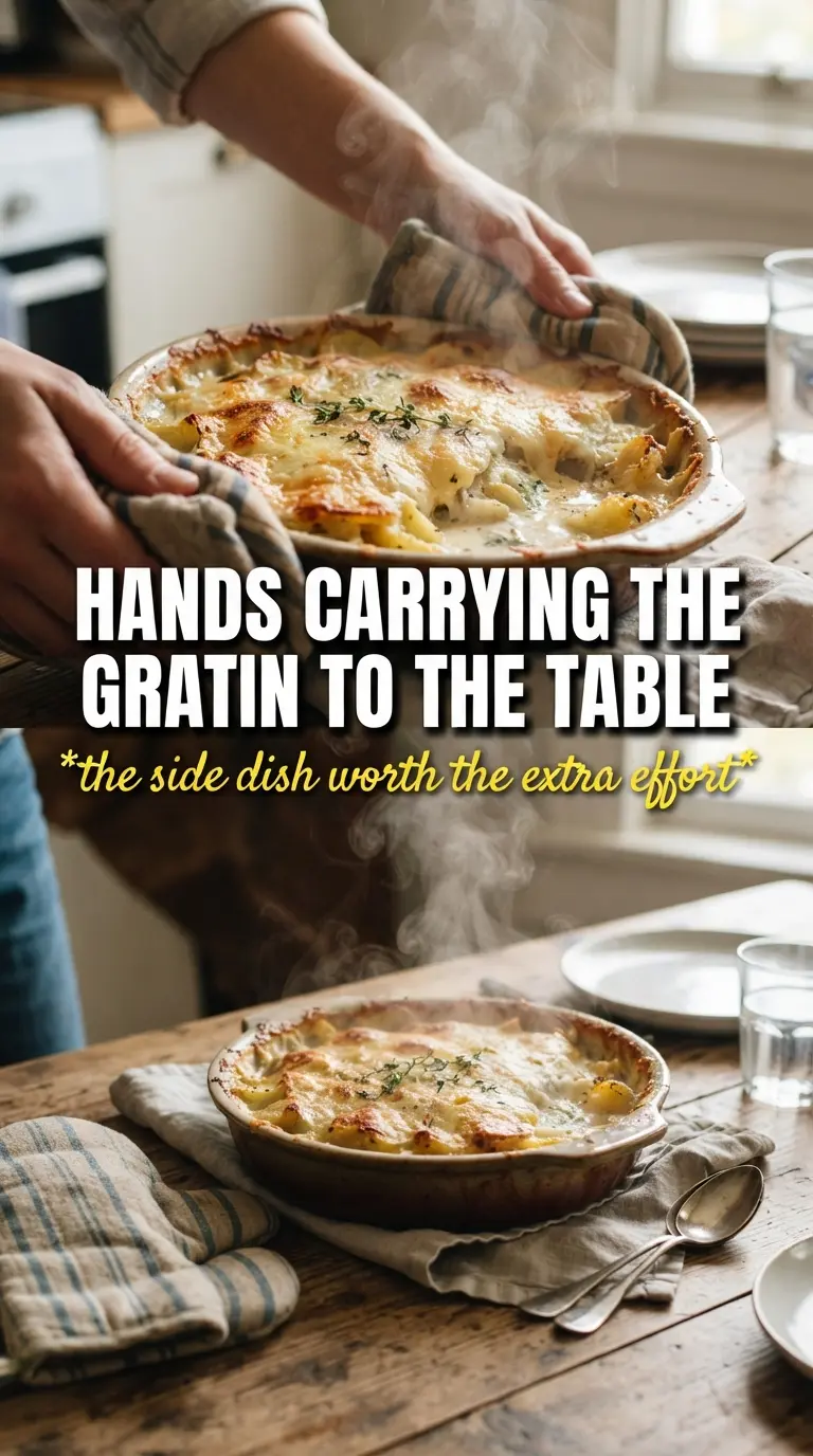 Cheesy Root Vegetable Gratin with golden bubbling layers